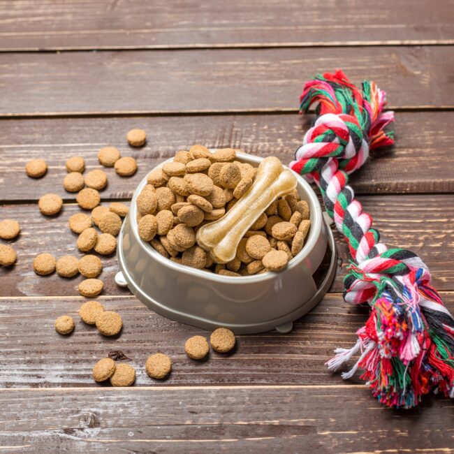 Dried food for dogs or cats.